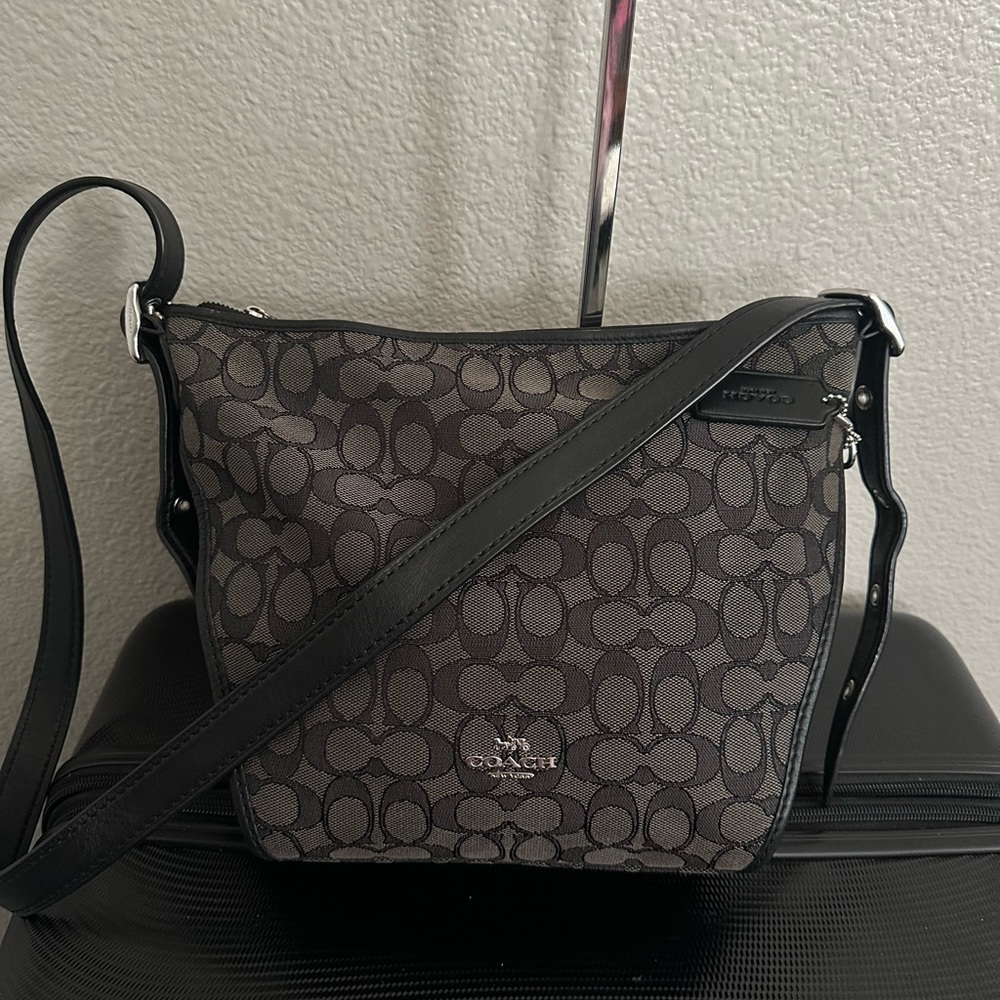 Coach Signature Dufflette in Black Smoke/Black with Coach Tag